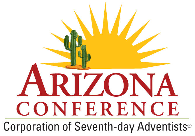 Arizona Conference logo with a sun and cacti, text 'Arizona Conference, Corporation of Seventh-day Adventists'.