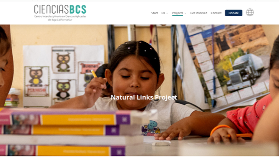 Ciencias BCS website showing a child at a science activity