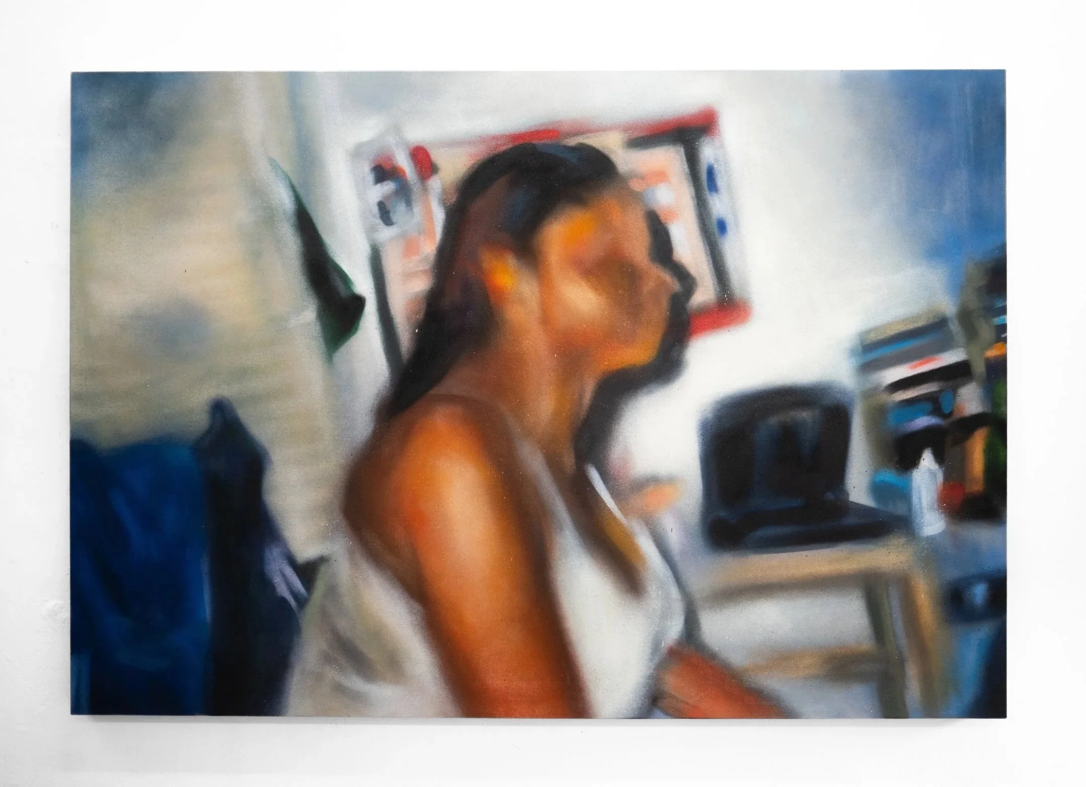 at our best (we r luv). 2025. Spray paint on canvas. 90 x 130 cm.