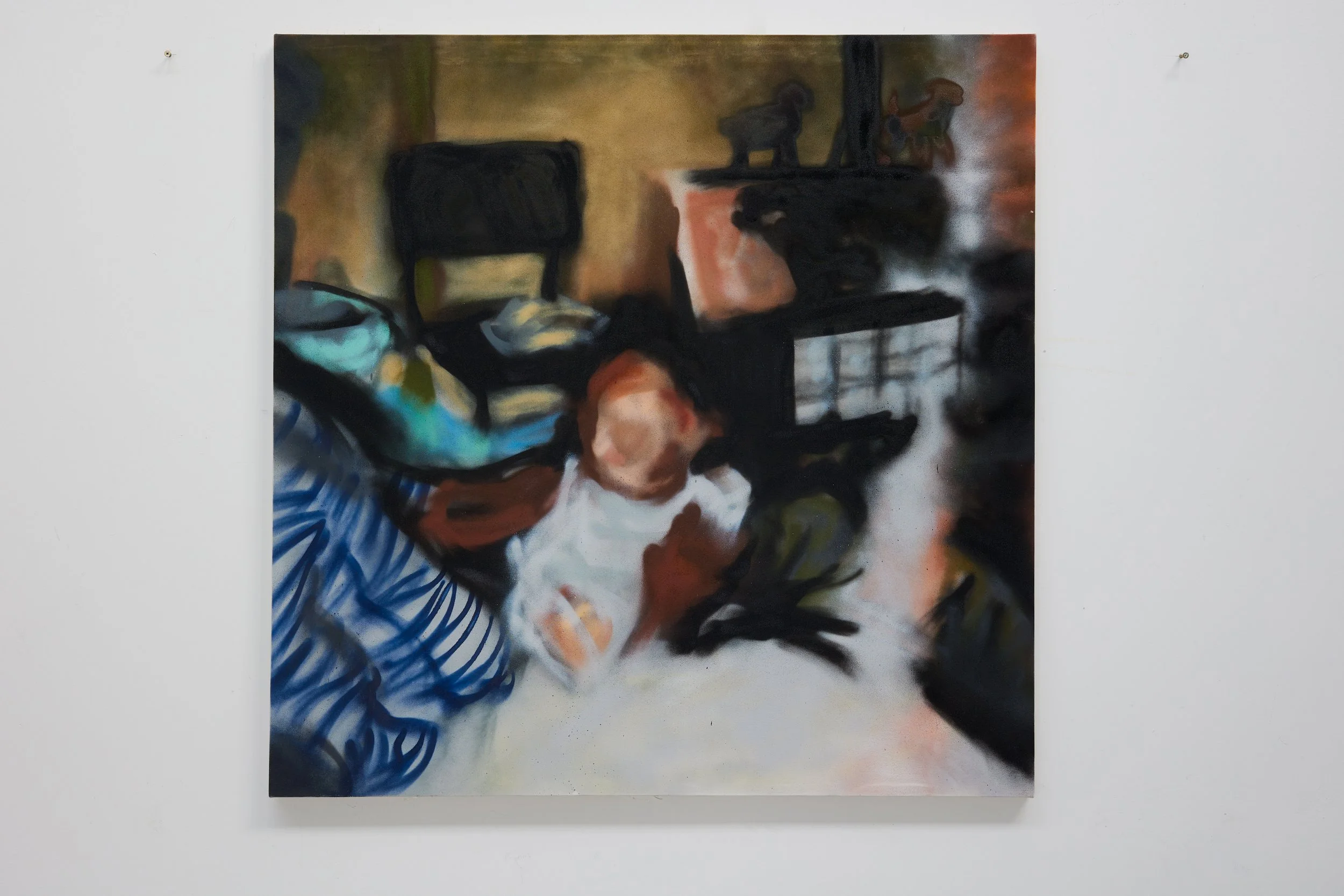 "daddy, where have you been?". 2025. spray paint on canvas. 120 x 120 cm.