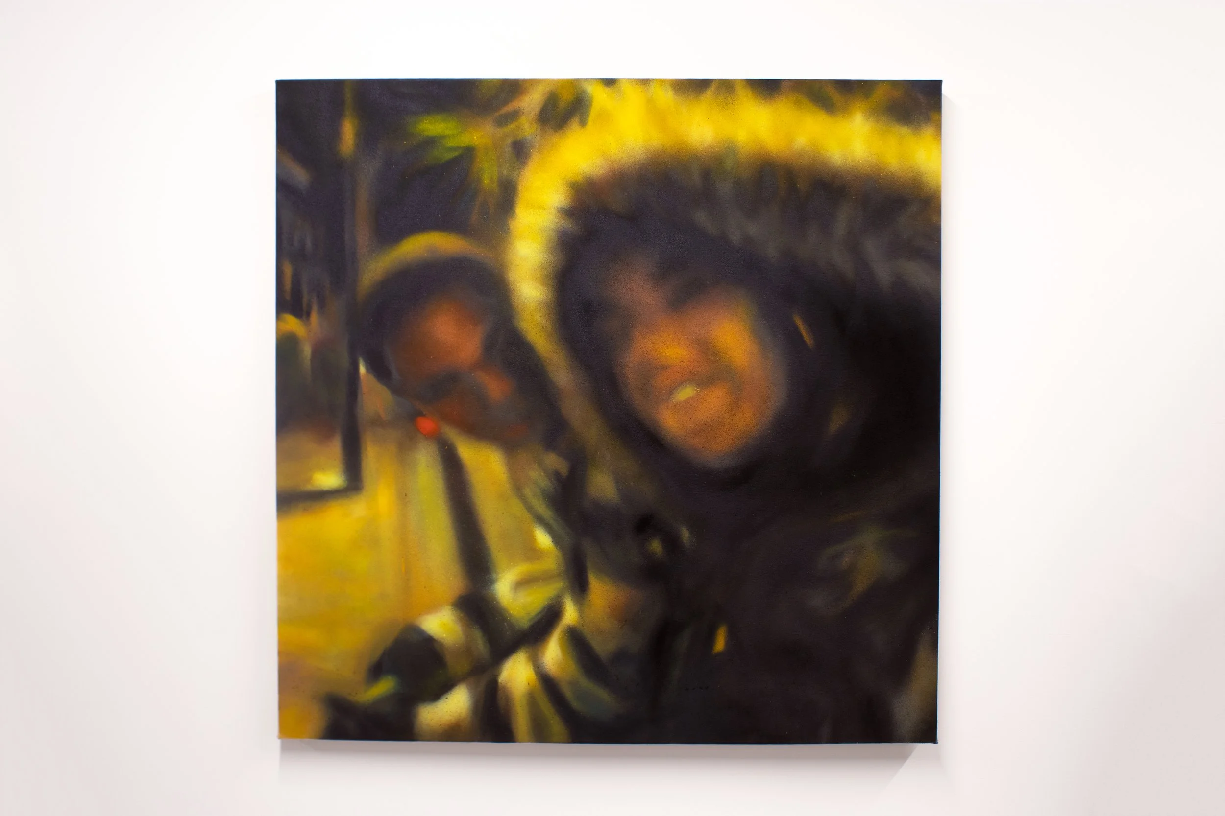 "Nighttime Maneuvers". 2026. Spray paint on canvas. 100 x 100 cm.