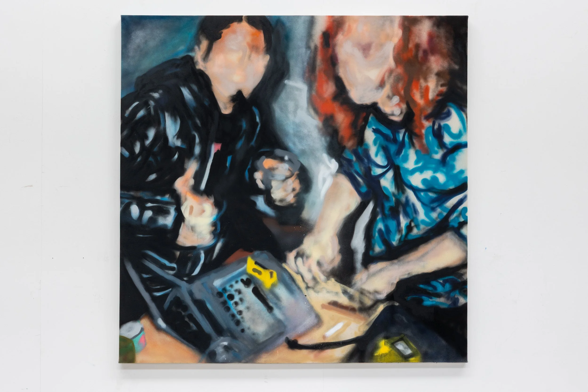 "beez in the trap". 2025. spray paint on canvas. 150 x 150 cm.