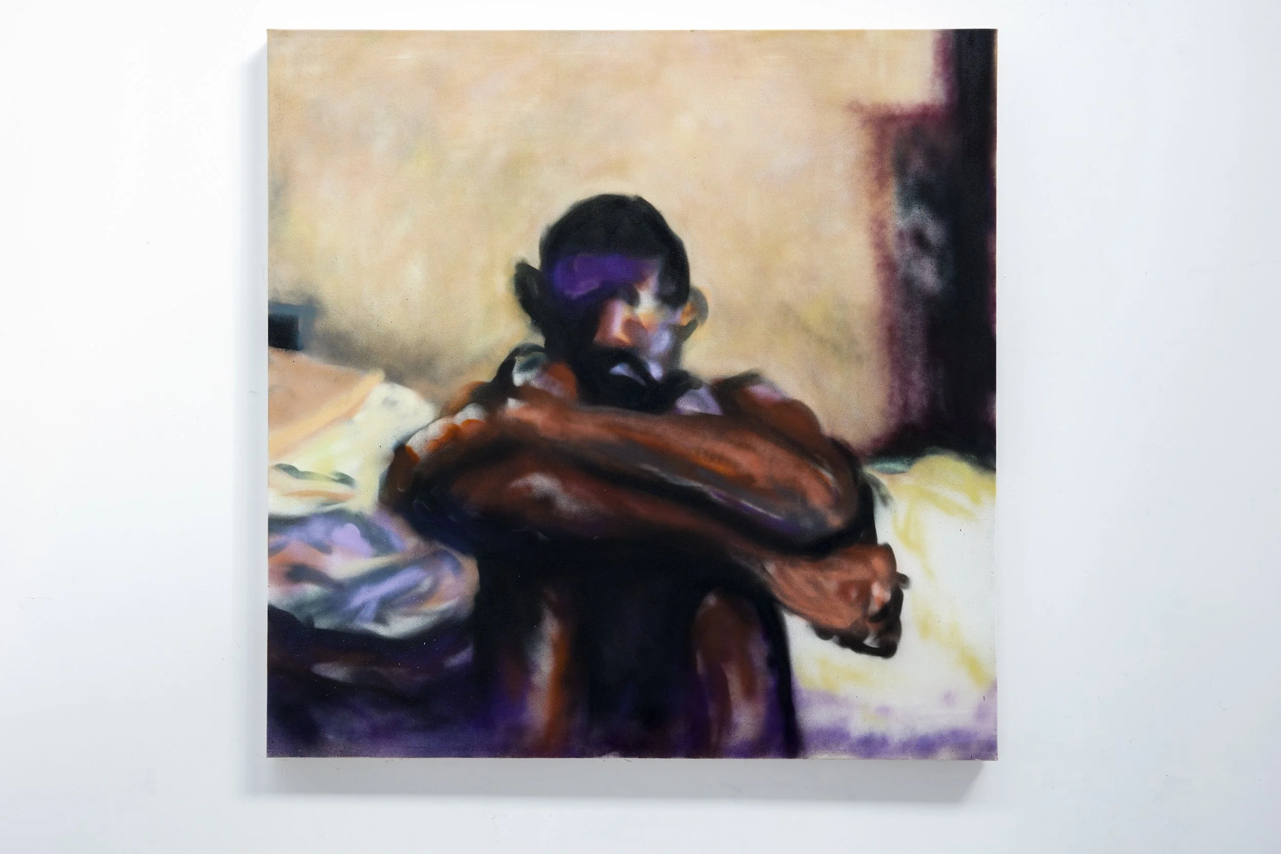 mirth. 2025. spray paint on canvas. 120 x 120 cm.
