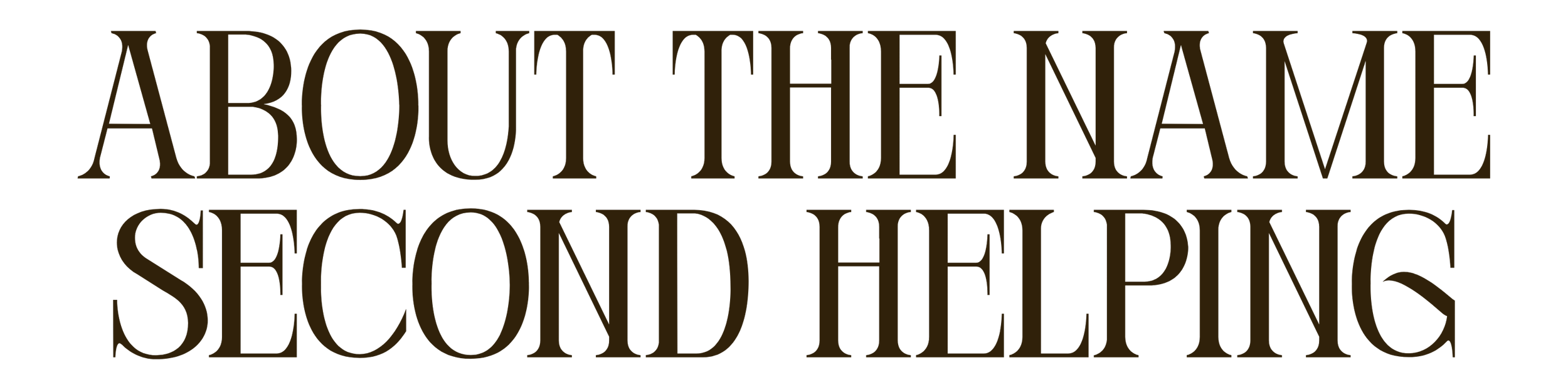 Text quote: 'About the same second helping' in large, brown letters.