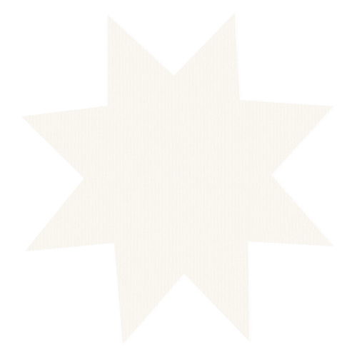 White starburst shape against a black background.