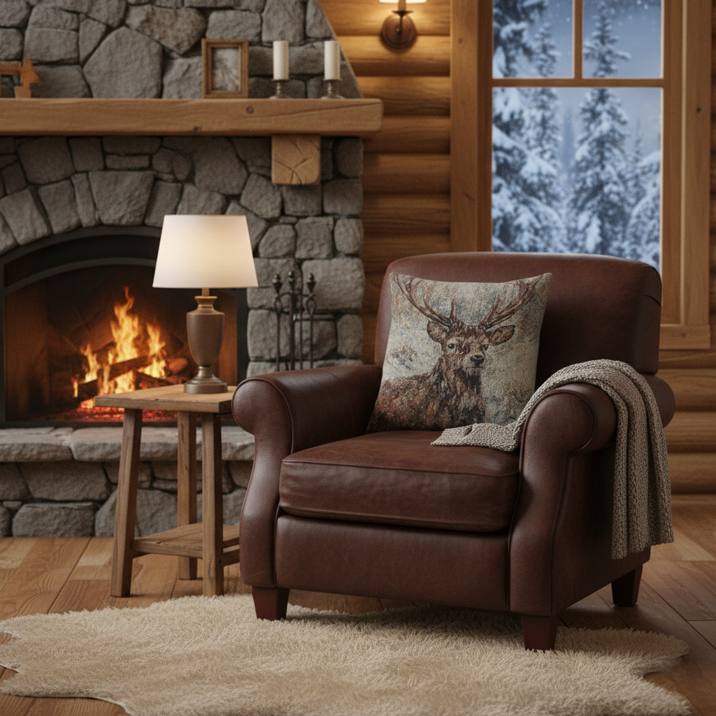 Winter Buck Woven Pillow