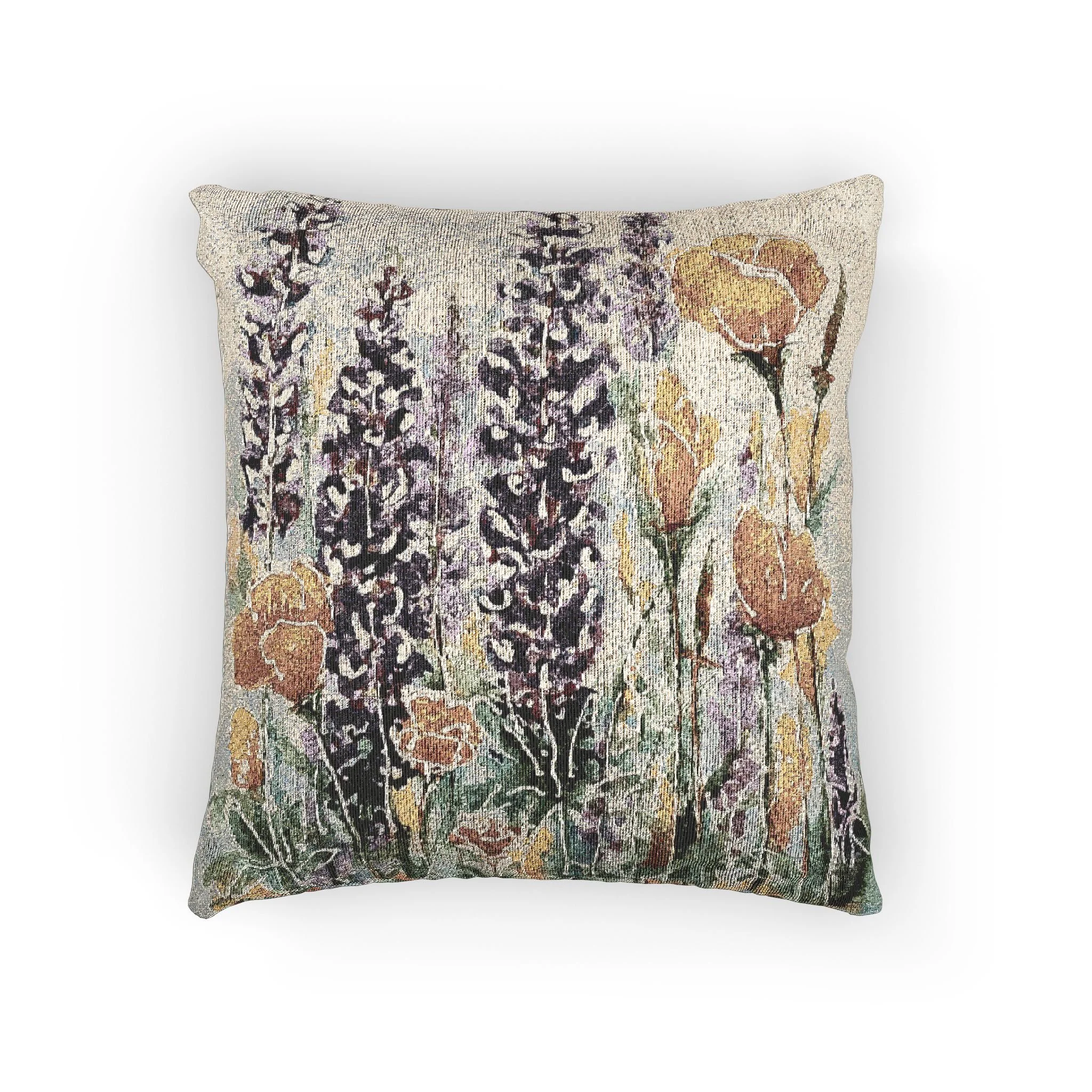 Poppies and Lupine Woven Pillow