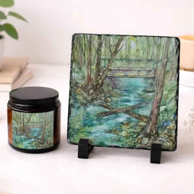 Slate Plaque and Candle Gift Set - Montgomery Woods