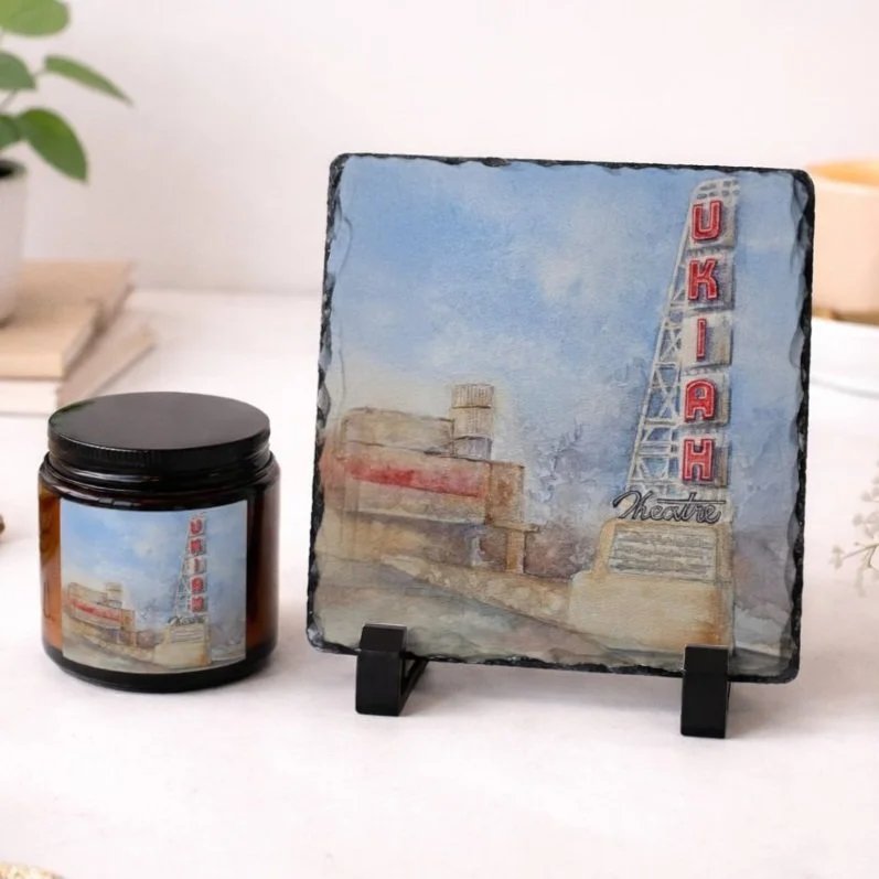 Slate Plaque and Candle Gift Set - Ukiah Movie Theater