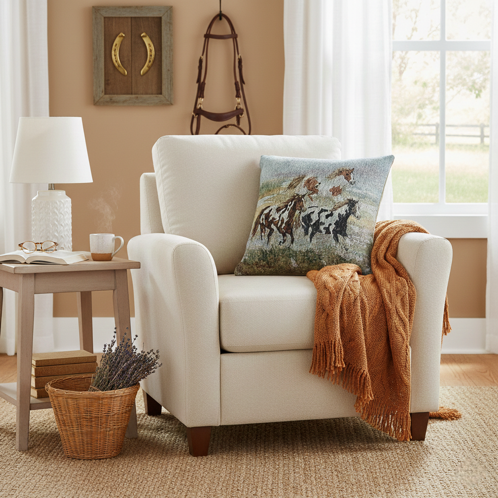 Horses Pintos and Paints Woven Pillow