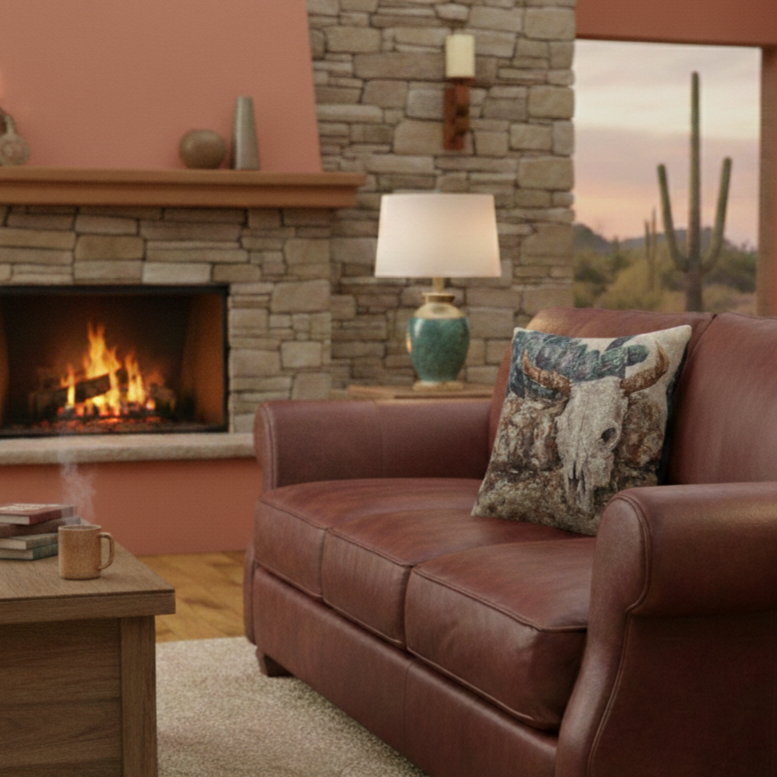 Desert Skull Woven Pillow