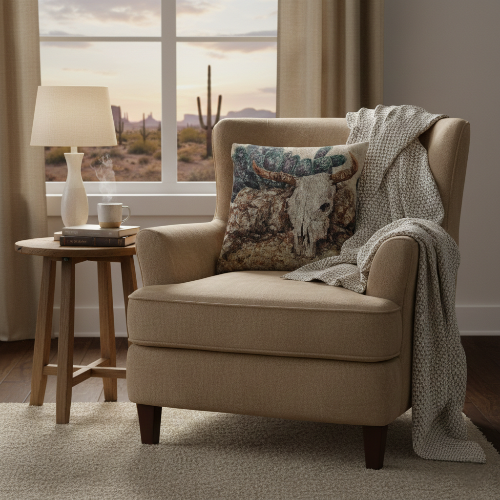 Desert Skull Woven Pillow