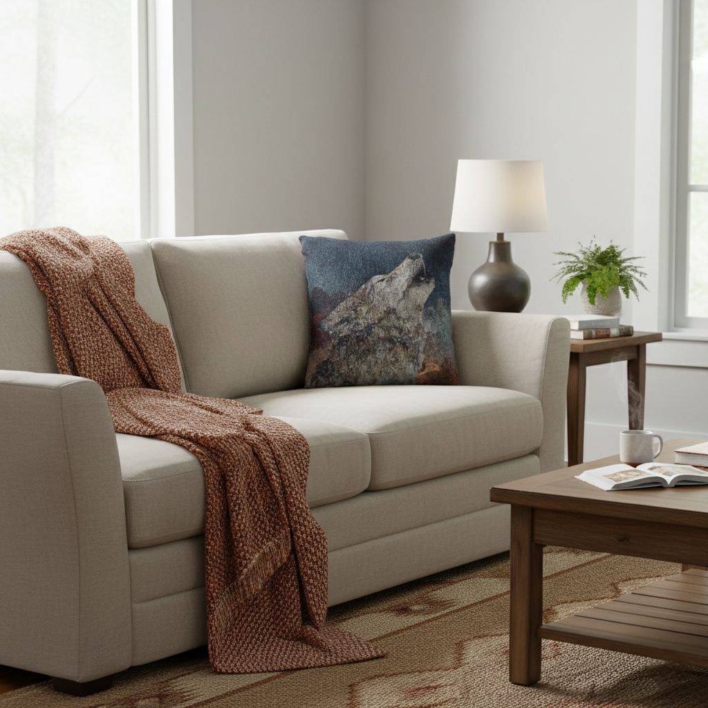 Lone Wolf Woven Pillow