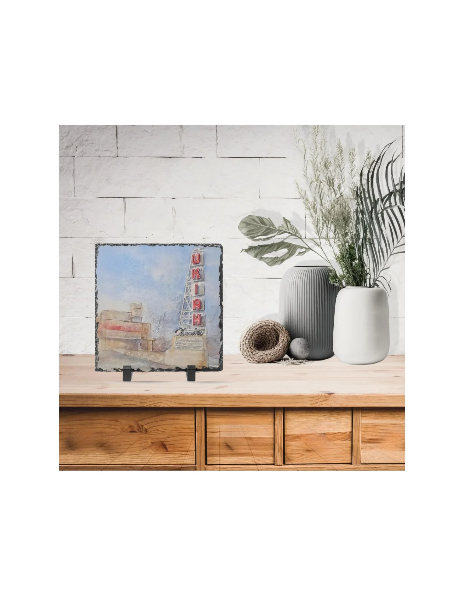 Ukiah Movie Theater 8" x 8" Slate Plaque