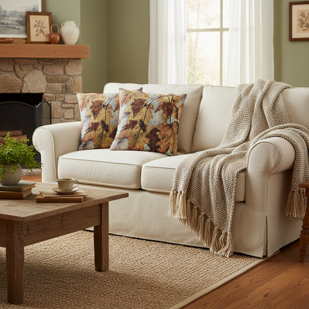 Autumn Leaves Woven Pillow