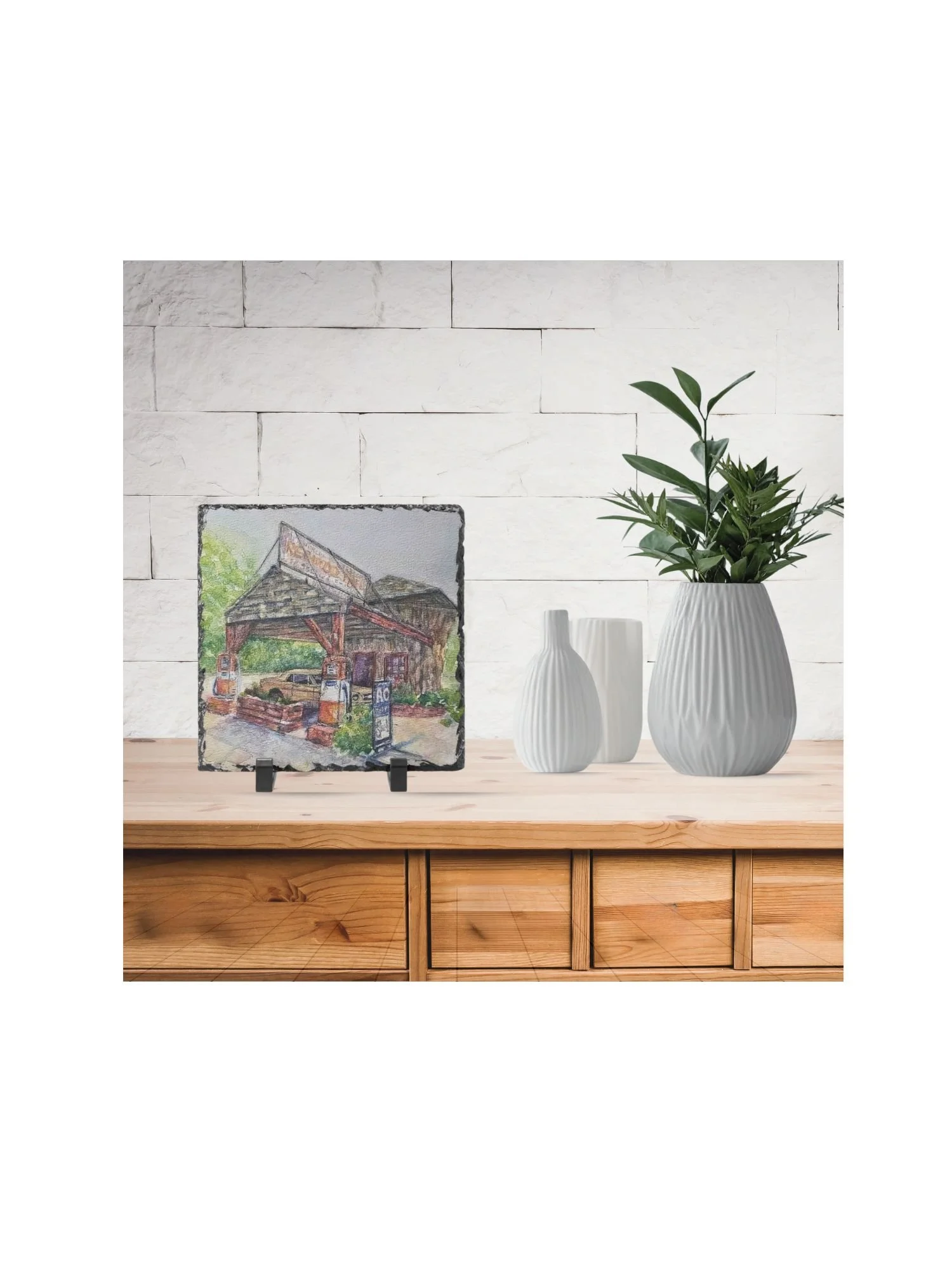 Redwood Tree Service Station 8" x 8" Slate Plaque