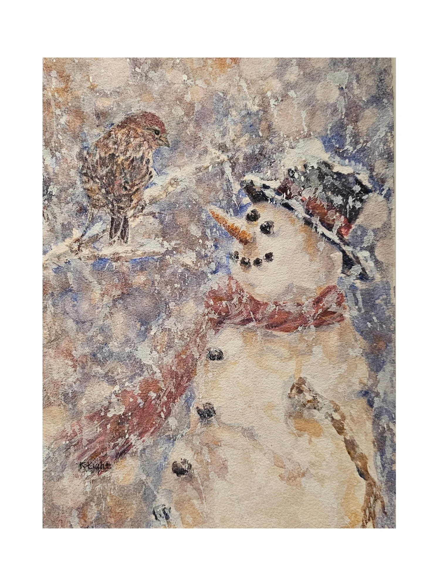Snowman and Finch (Print) *Free Shipping*