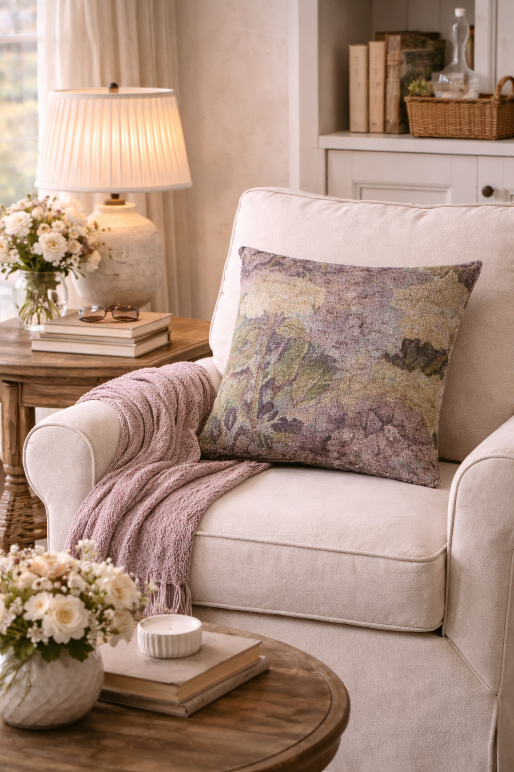 Hydrangea Woven Pillow