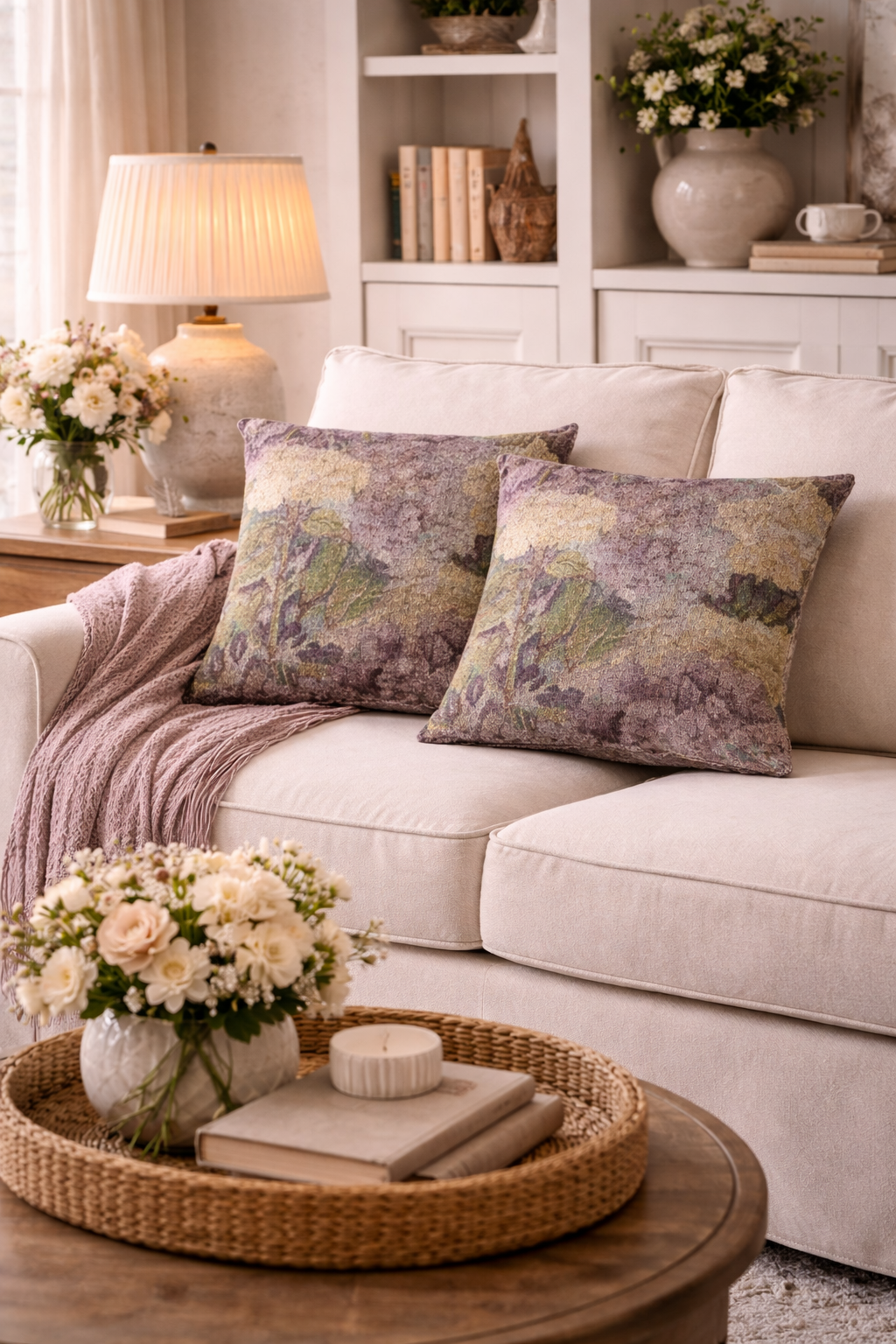 Hydrangea Woven Pillow