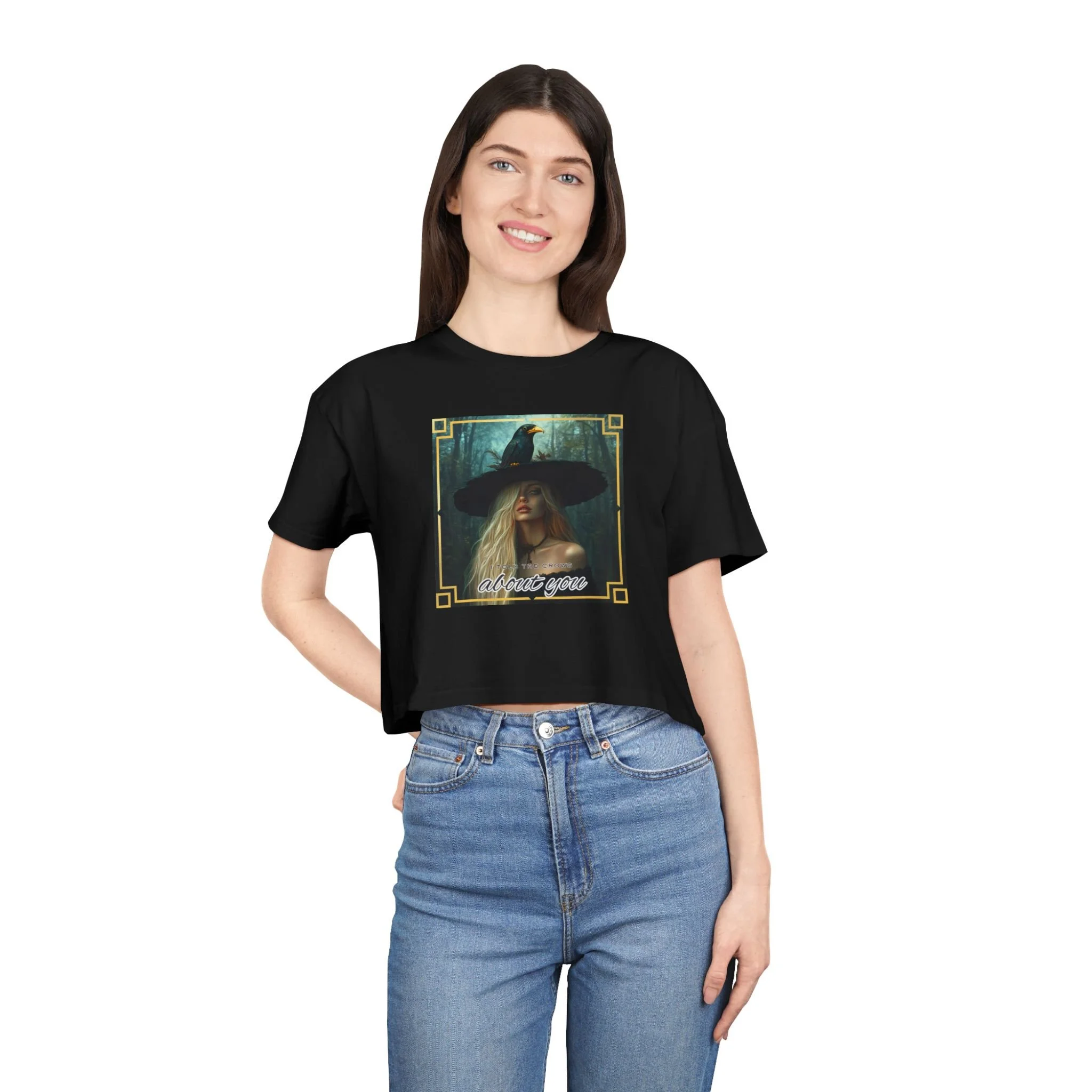 'I told the Crows about you' Mystical Women's Crop Tee - blonde witch