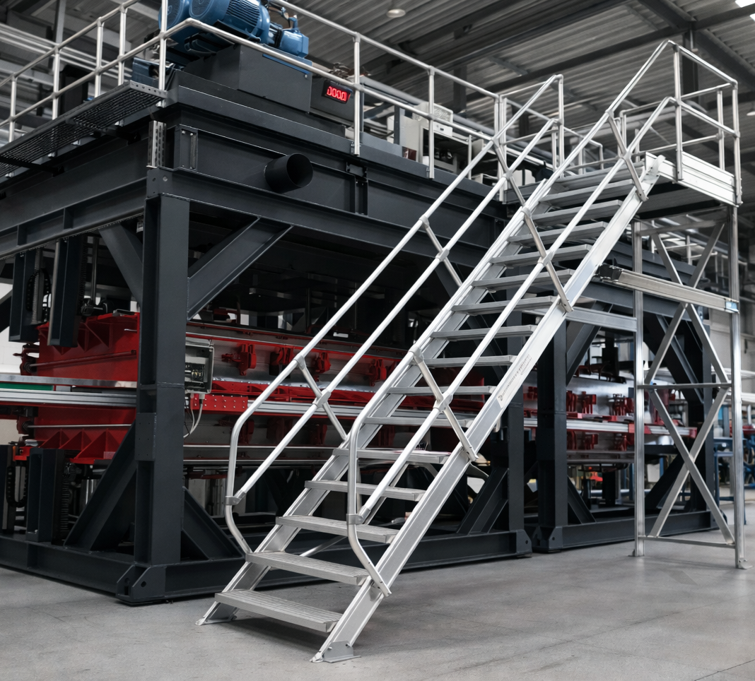 Prüfung von ortsfesten Zugängen zu maschinellen Anlagen gemäß DIN EN ISO 14122 sowie DGUV 208-032.Prüfung von Arbeitsbühnen und Laufstegen.Prüfung von Treppen, Treppenleitern und Geländern.DIN EN ISO 14122-2, DIN EN ISO 1422-3, DIN EN ISO 14122-4