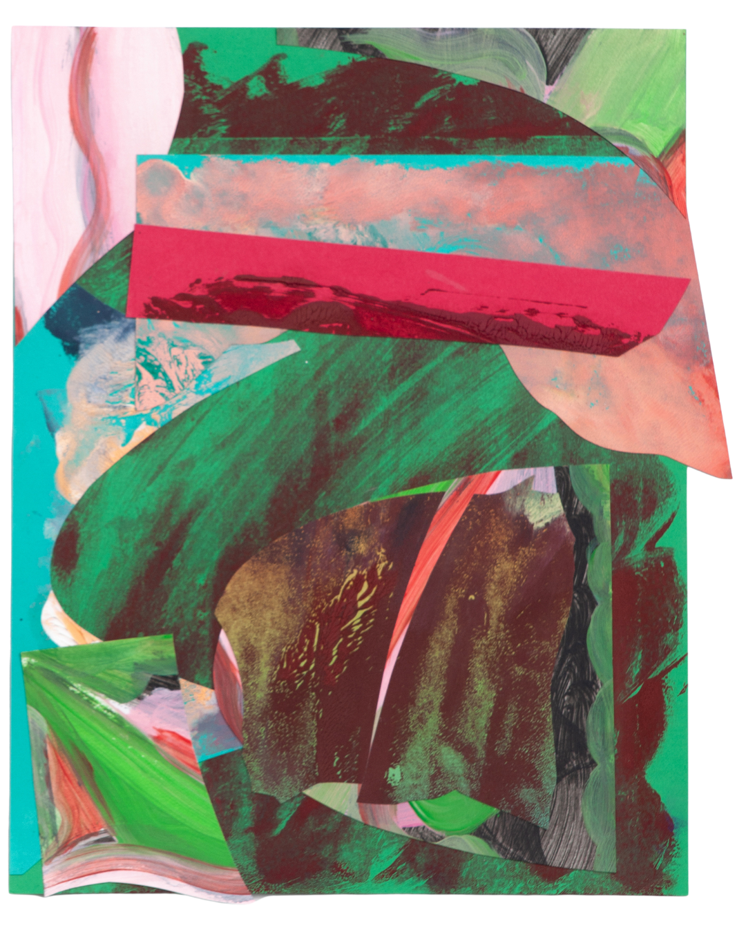 Untitled, 2022, oil, acrylic, and glue on paper, 11" x 9"