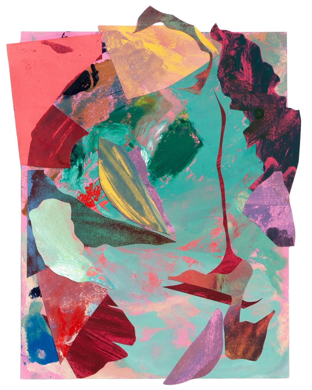 Untitled, 2022, oil and glue on paper, 12" x 9.5"