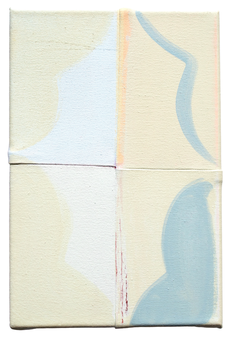 Avril, 2018, acrylic on sewn canvas, 12" x 8"