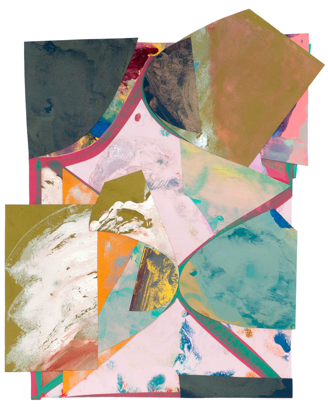 No Way Around It, 2022, oil and glue on paper, 12.5" x 10"