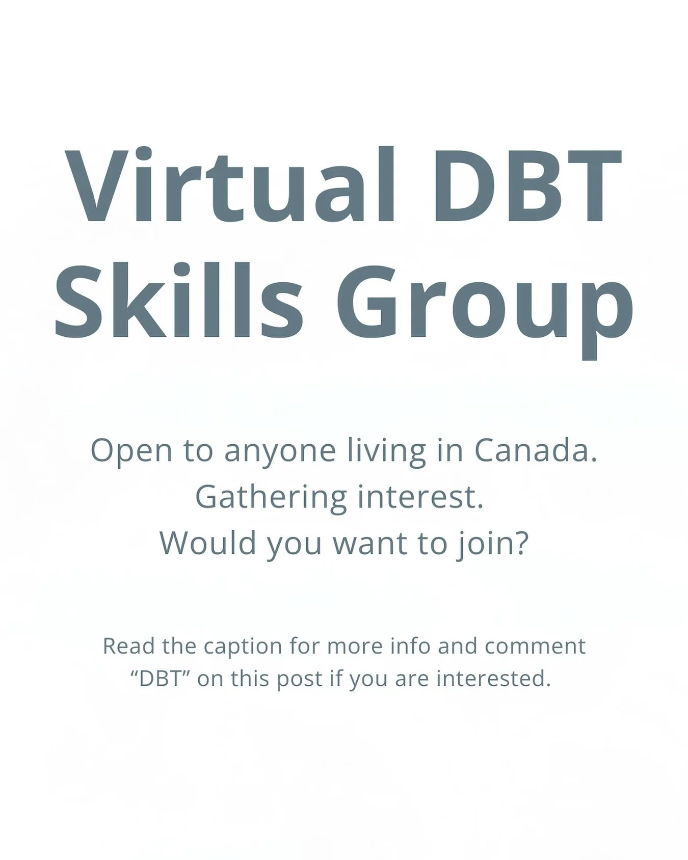 ✨ Thinking about a virtual DBT skills group ✨

I&rsquo;ve had a few people ask lately &mdash; so I&rsquo;m curious&hellip;

Would YOU be interested in joining a virtual DBT skills group?

It would be a supportive space to:
&bull; Build emotion regula