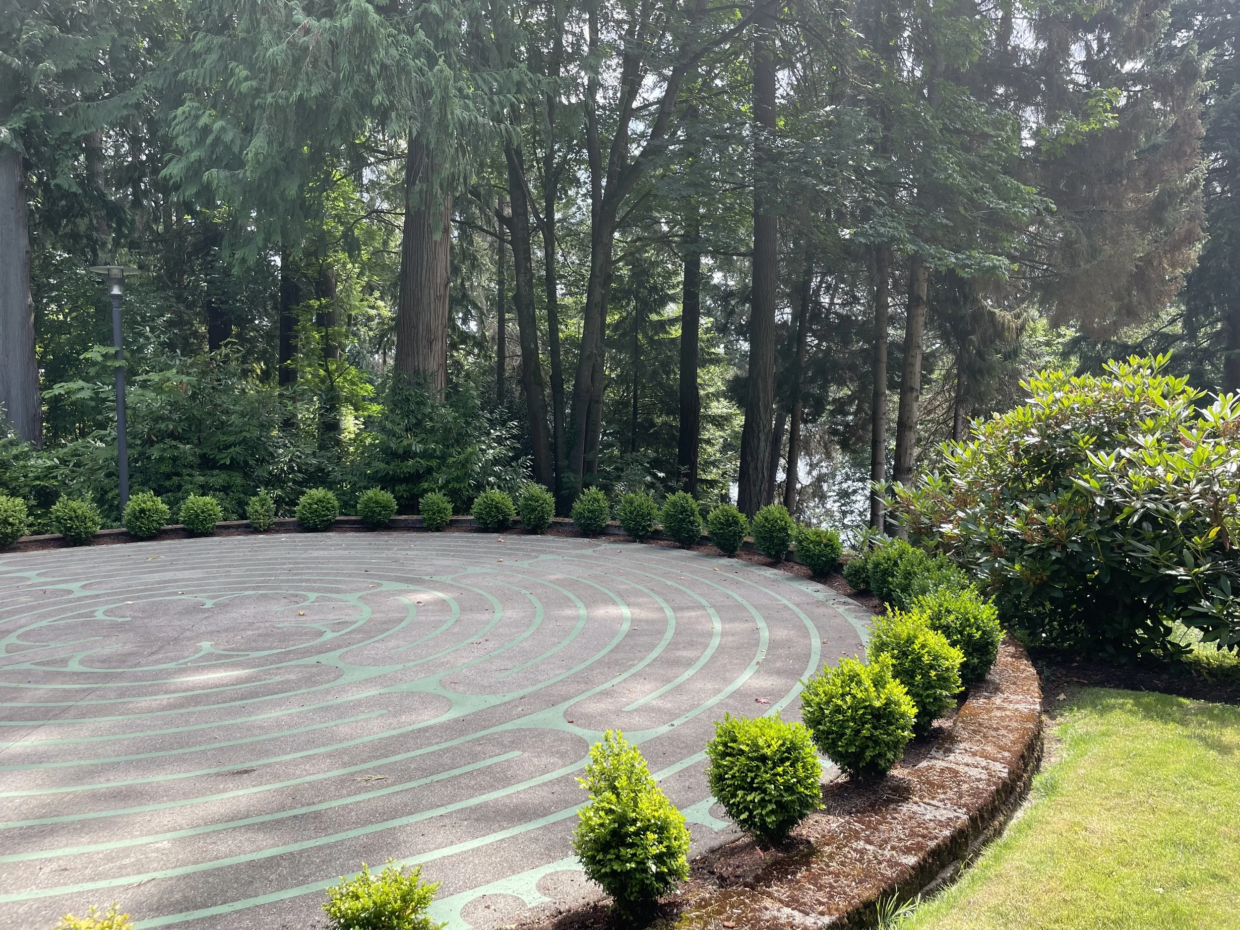 A labyrinth at the Peace and Spirituality Center in Bellevue Washington on Lake Washington.
