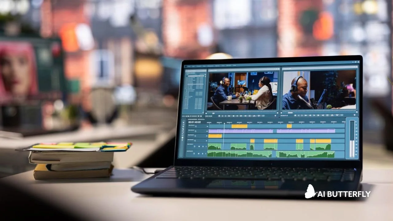 Digital content creator workspace showing a streamlined tool stack for video editing and graphic design.