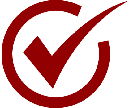 Red checkmark inside a circular outline.