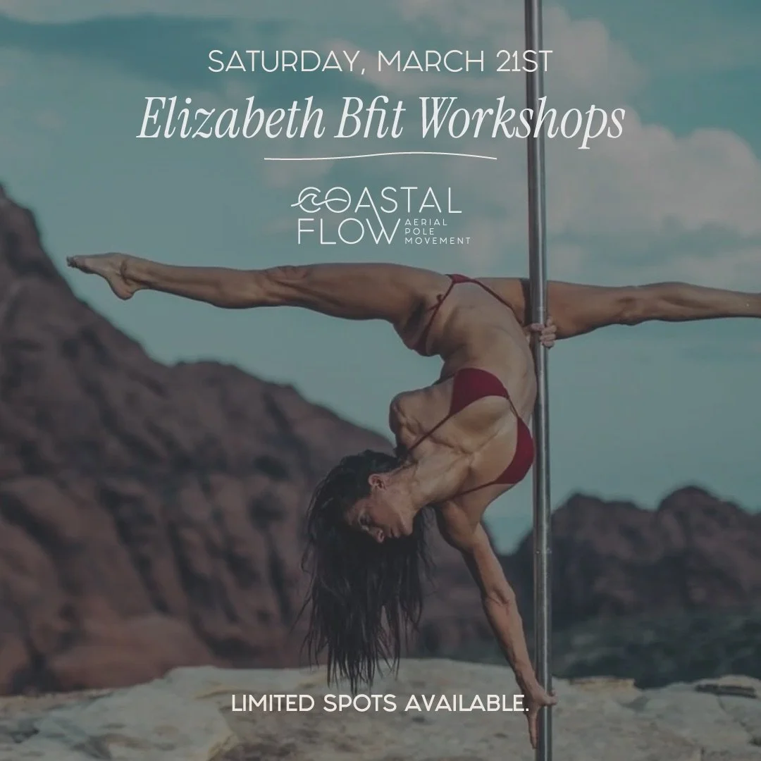Two workshops. One afternoon to level up your pole practice.

Join Elizabeth Bfit at Coastal Flow for two technique-focused sessions:

✨ Static Rotations &ndash; 2:30 PM
Learn how to spin, rotate, and transition more seamlessly on static pole while b
