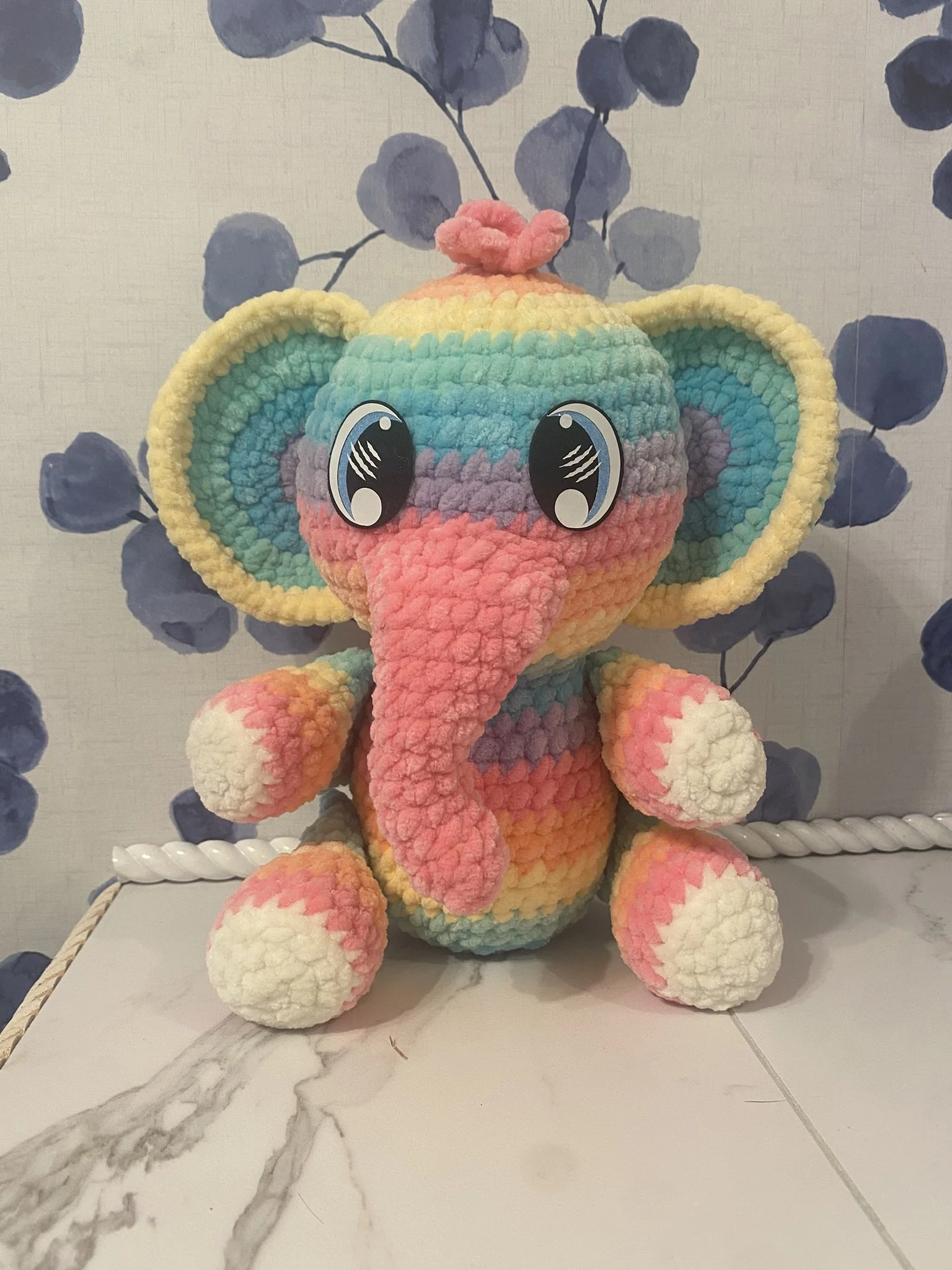 Rainbow Elephant Crochet Toy