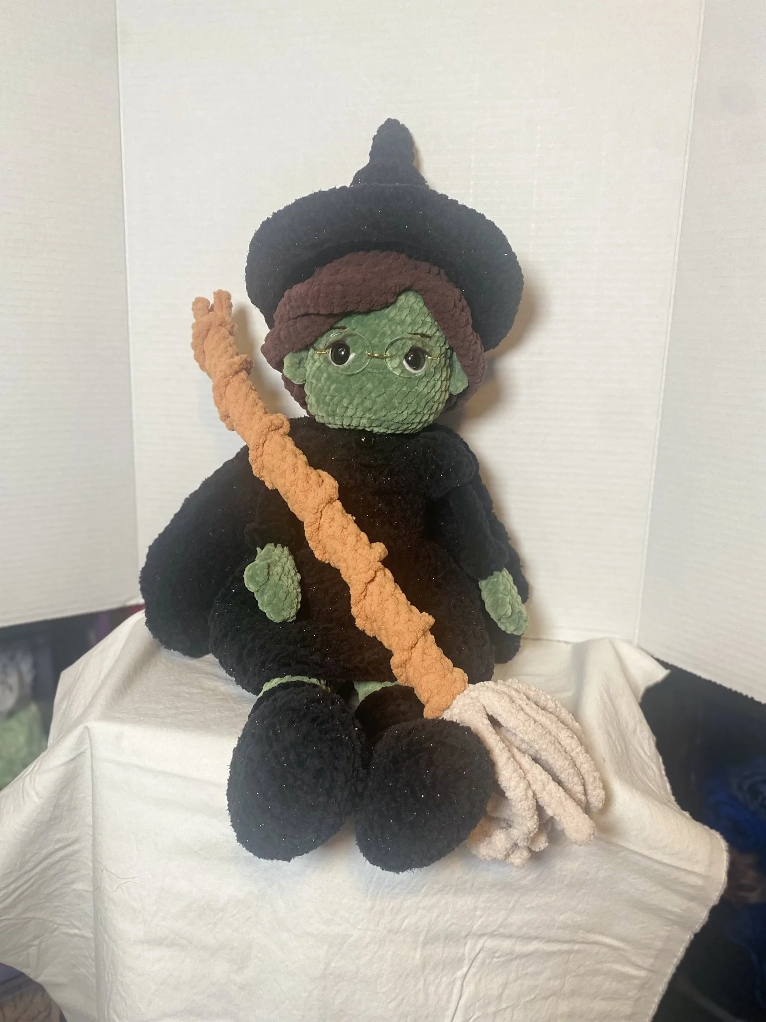 Mystical Green Witch Crochet Doll