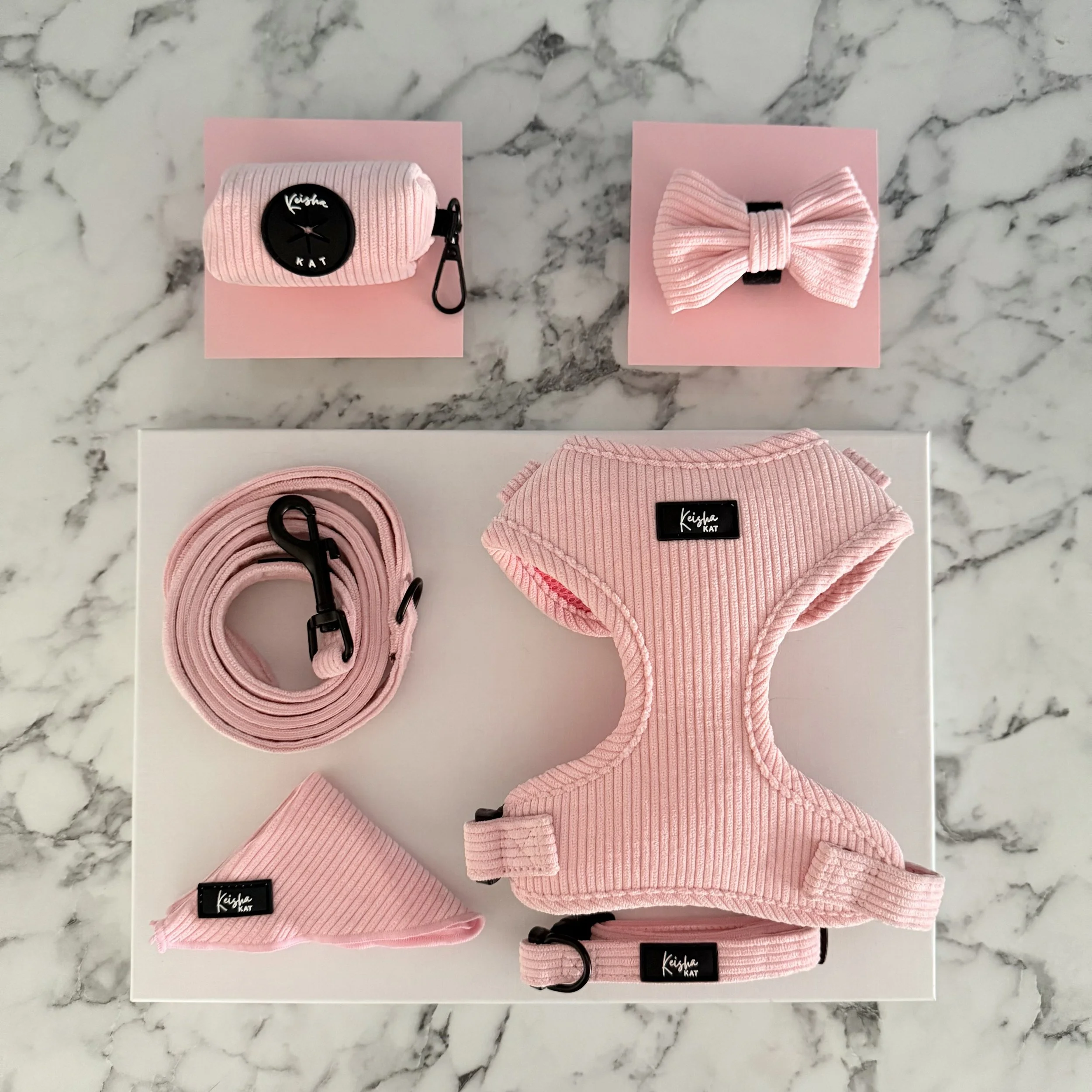PINK - Corduroy Pet Harness Set