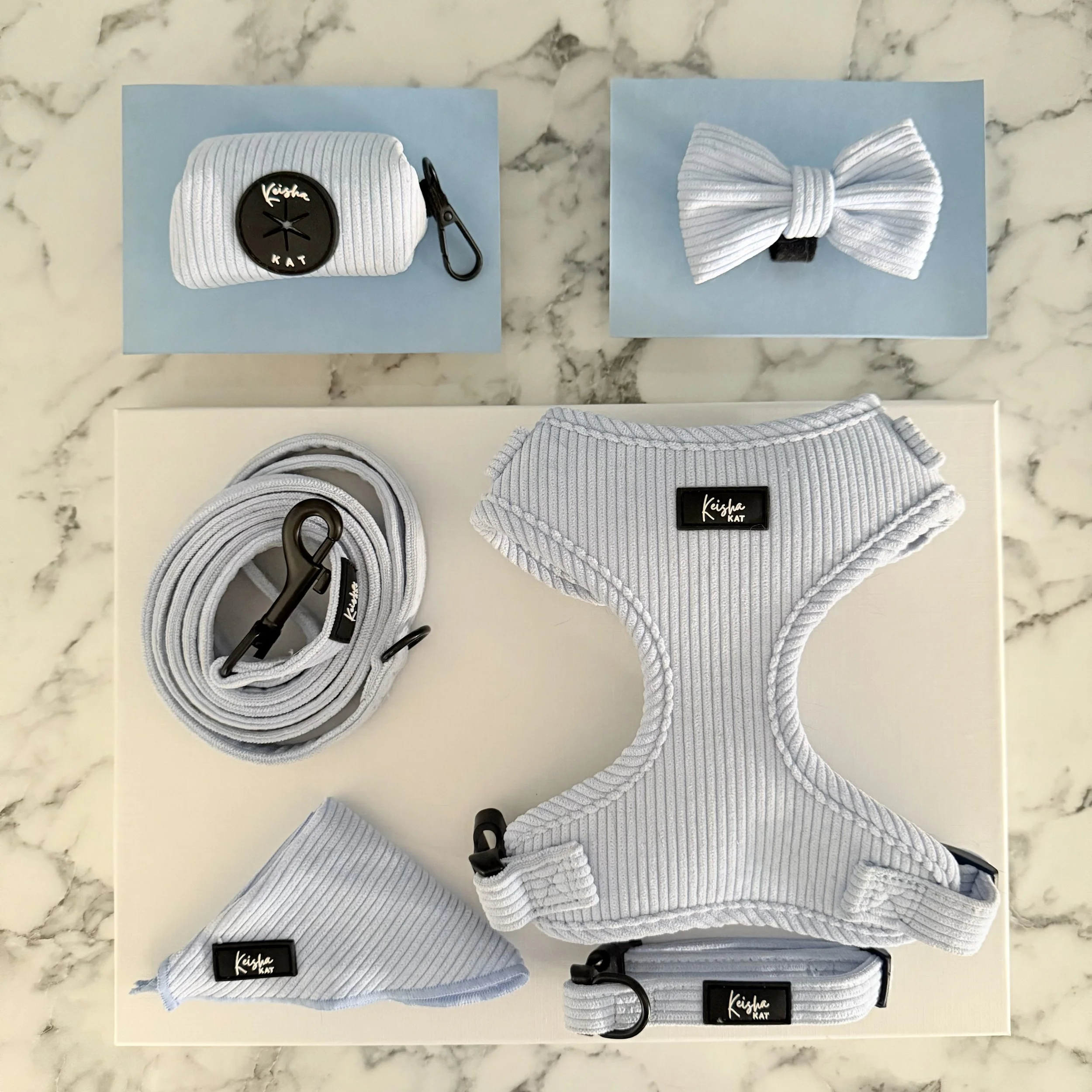 BLUE - Corduroy Pet Harness Set