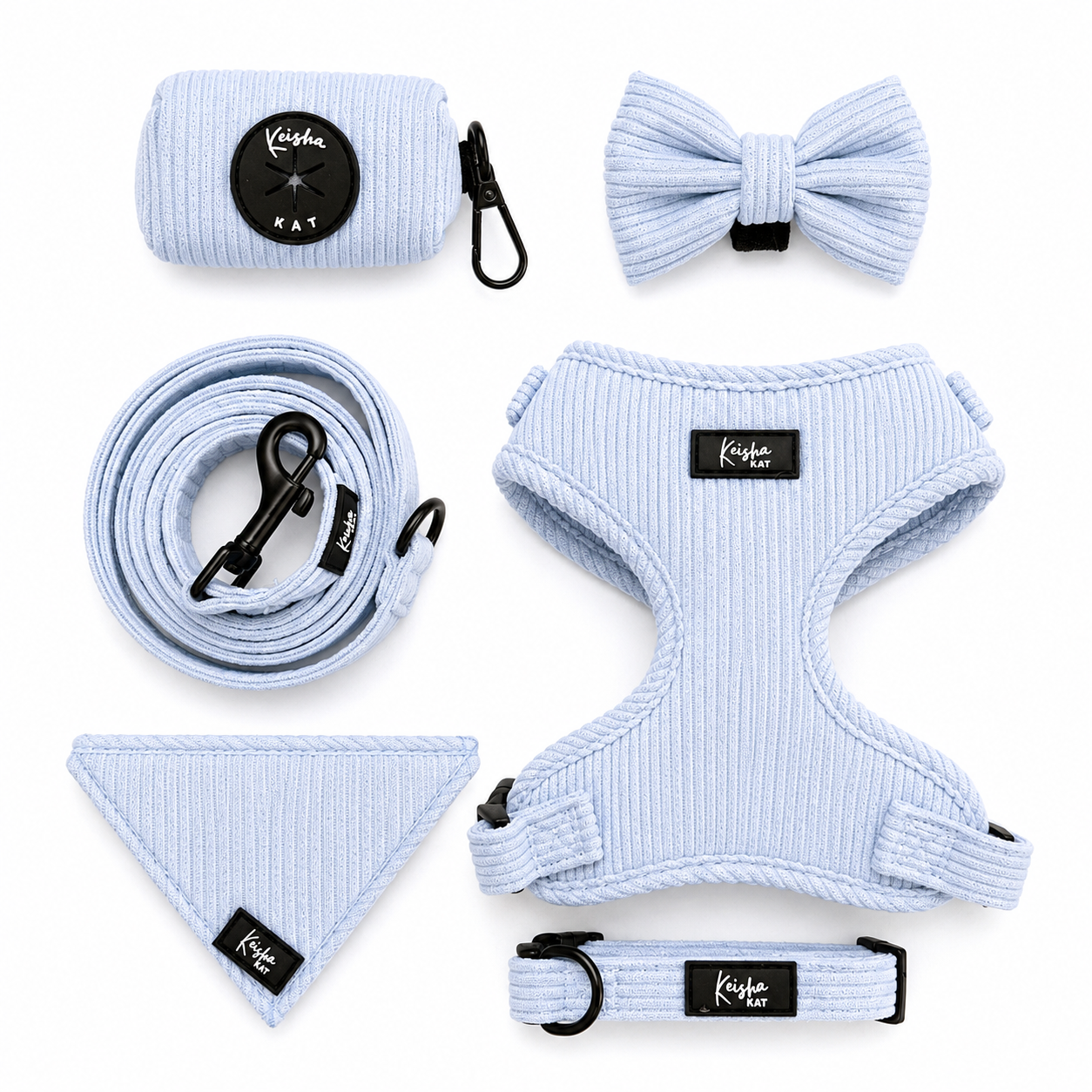 BLUE - Corduroy Pet Harness Set
