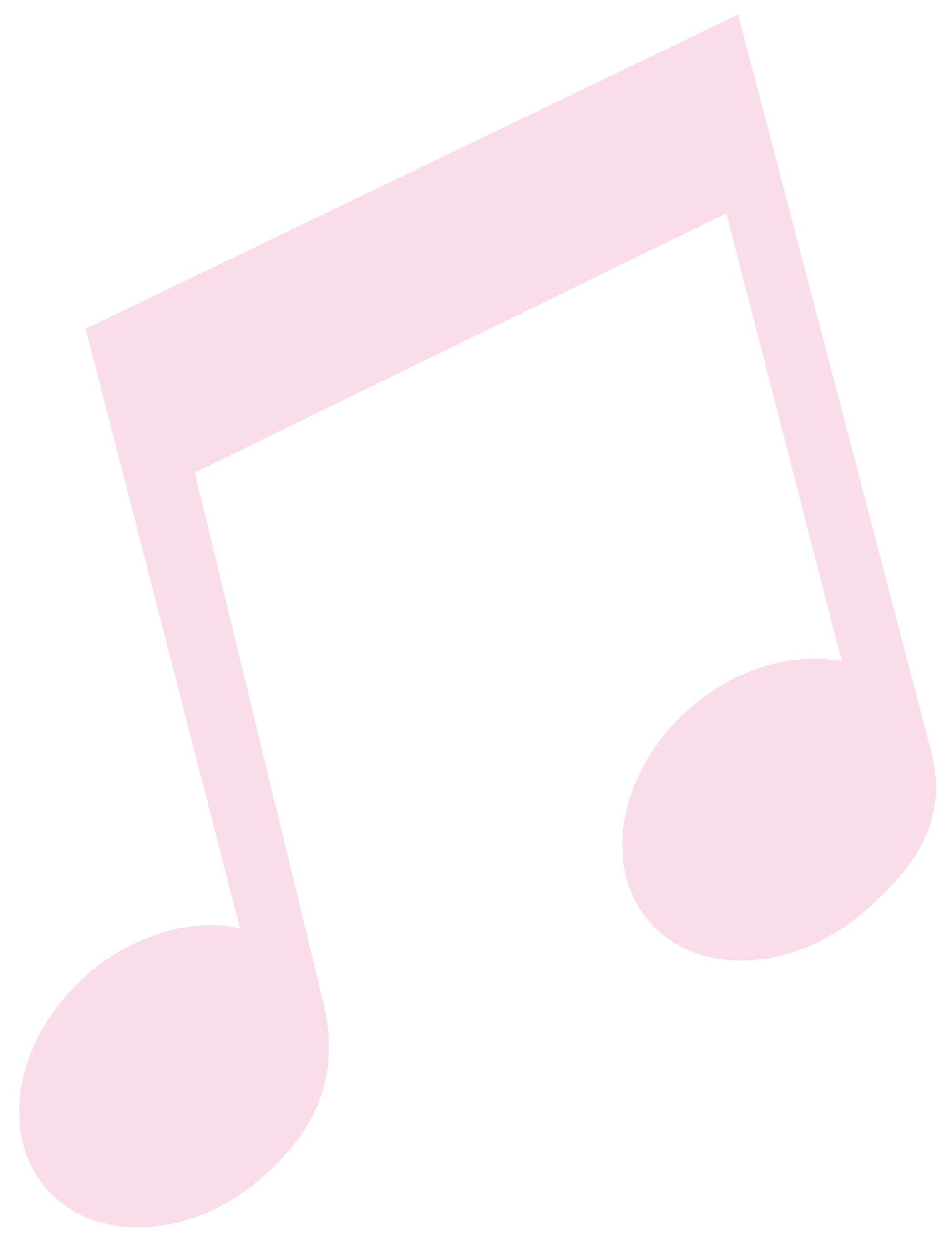 Pink musical note icon on a black background.
