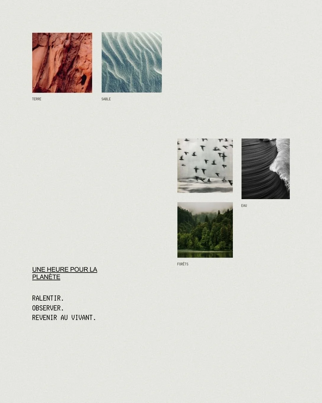 Une heure pour la plan&egrave;te.
Une heure pour ralentir, observer, &eacute;couter ce qui nous entoure.

Dans un monde satur&eacute; d&rsquo;images et de bruit,
revenir au vivant est peut-&ecirc;tre l&rsquo;essentiel.

L&rsquo;&OElig;il Sauvage est 