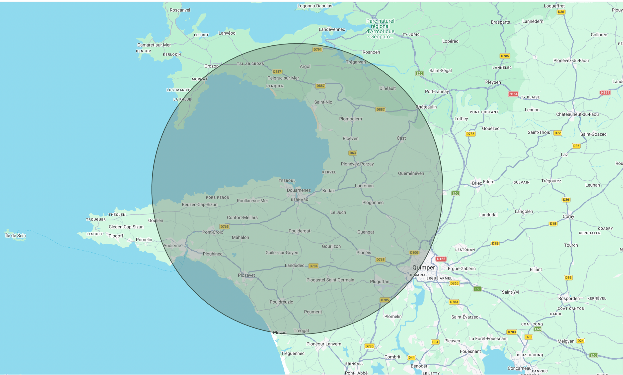 Zone d'intervention de Clément Soulard, éducateur canin en Finistère, Bretagne