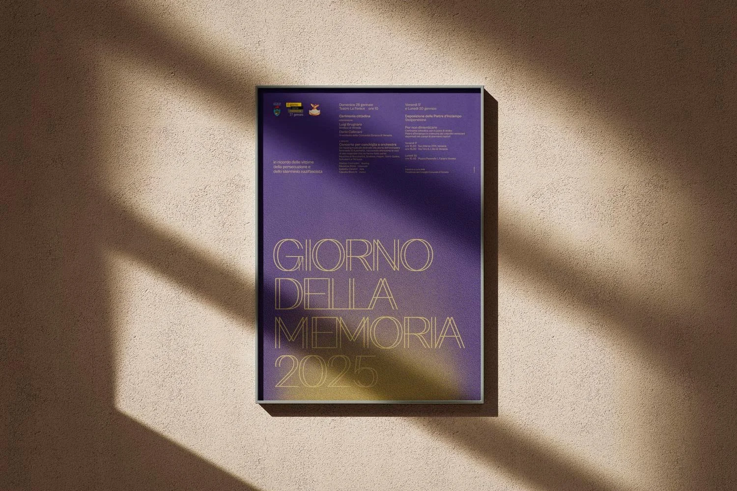  Manifesto per le celebrazioni del Giorno della Memoria 2025 e la Deposizione delle Pietre d’Inciampo del Comune di Venezia. 