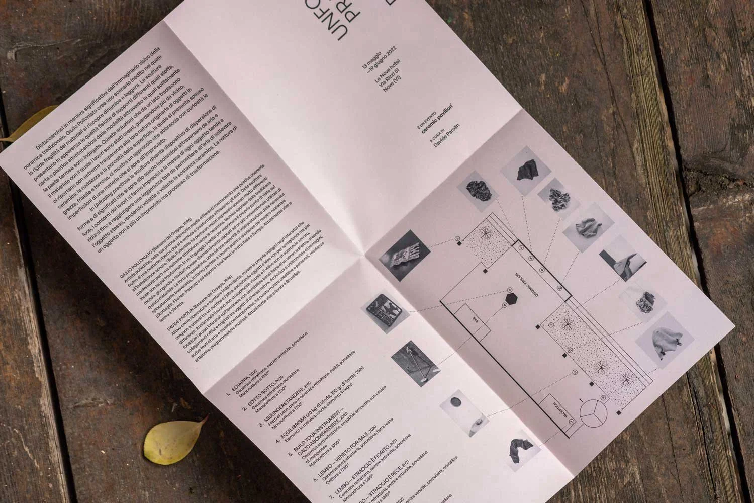 Immagine coordinata e landing page per la mostra Unfolding practices di Giulio Polloniato, un evento organizzato da Ceramic Pavilion e curato da David Parolin.