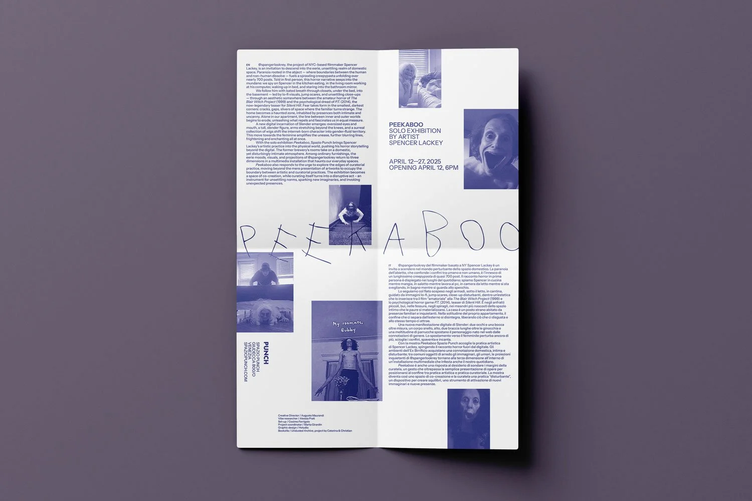  Manifesto pieghevole per la mostra personale dell'artista  Spencer Lackey  a  Spazio Punch . 