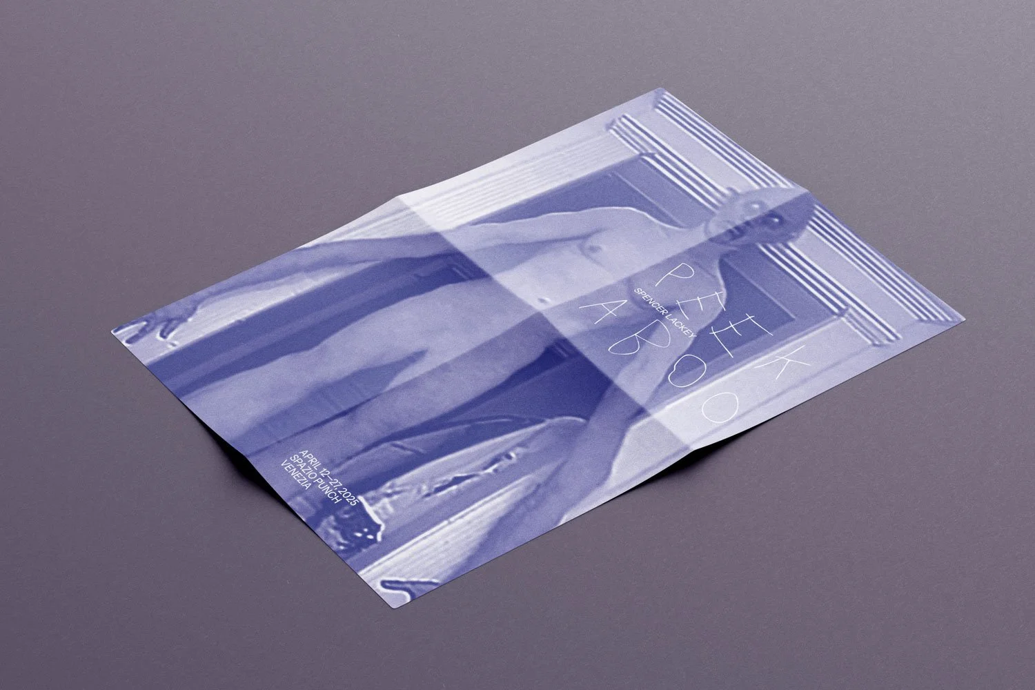  Manifesto pieghevole per la mostra personale dell'artista  Spencer Lackey  a  Spazio Punch . 