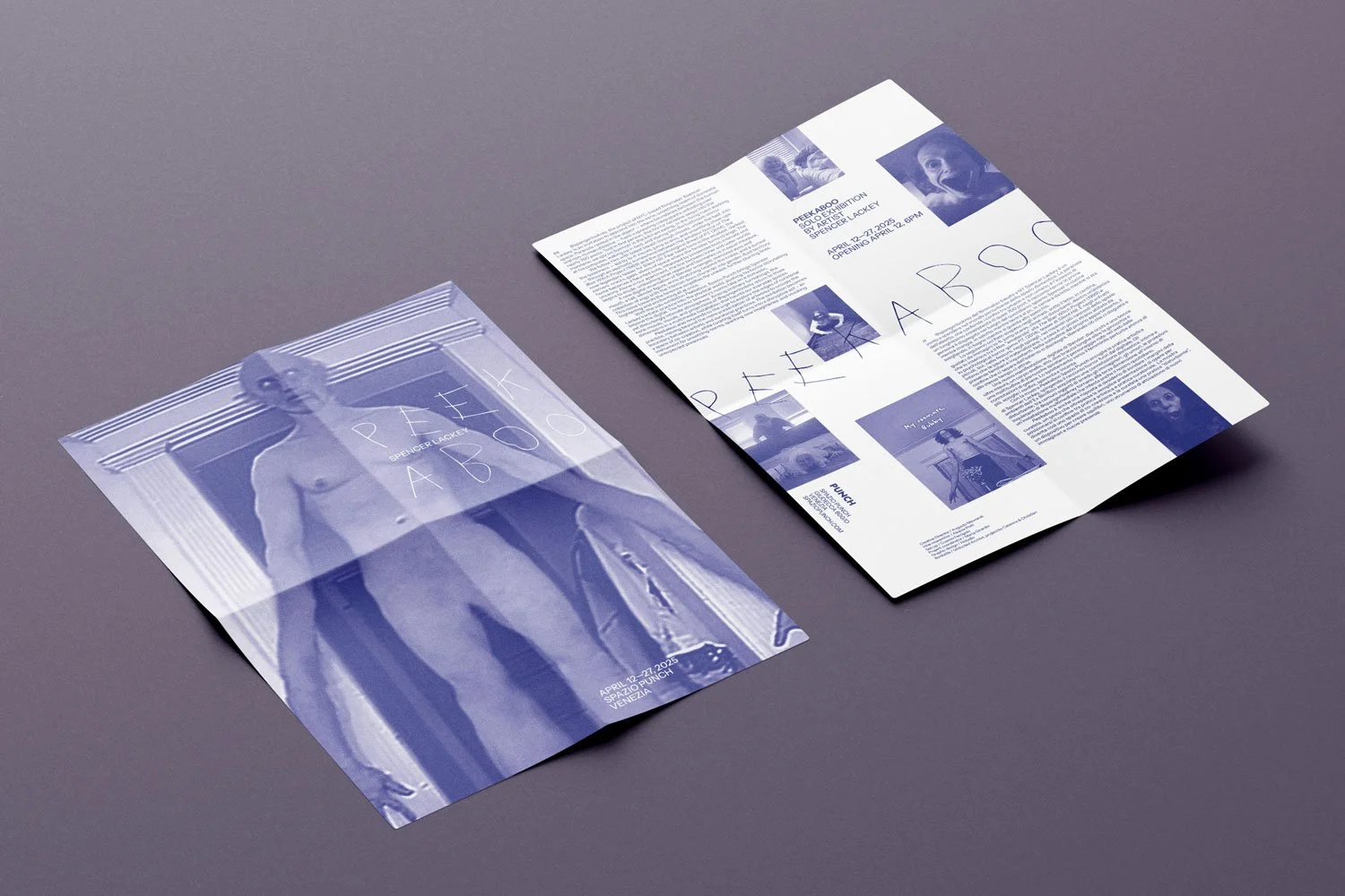  Manifesto pieghevole per la mostra personale dell'artista  Spencer Lackey  a  Spazio Punch . 