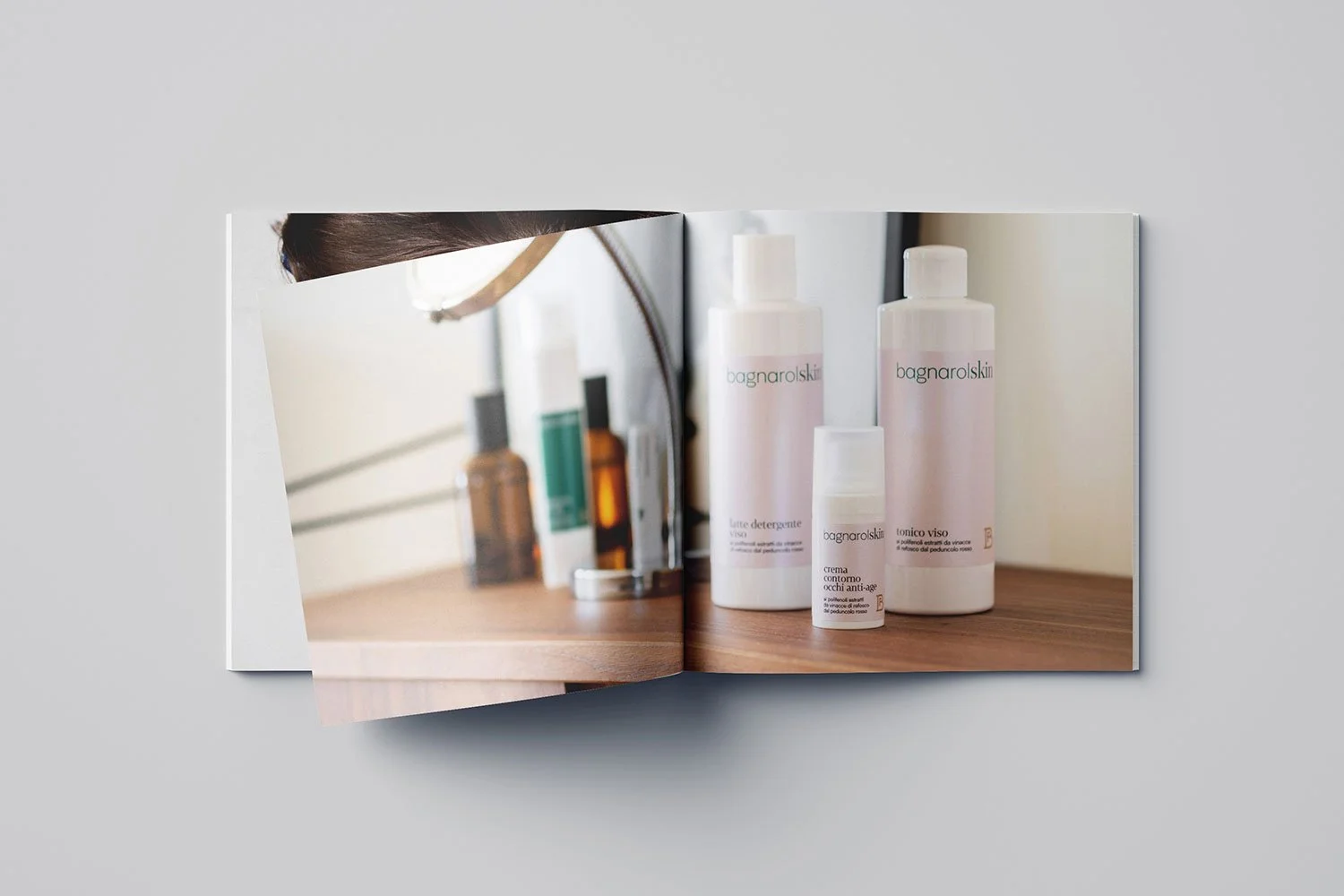 Brochure e scatti fotografici per i prodotti della linea cosmetica Bagnarolskin, realizzata con gli estratti delle vinacce di Refosco dal Peduncolo Rosso dall’azienda vitivinicola friulana Bagnarol