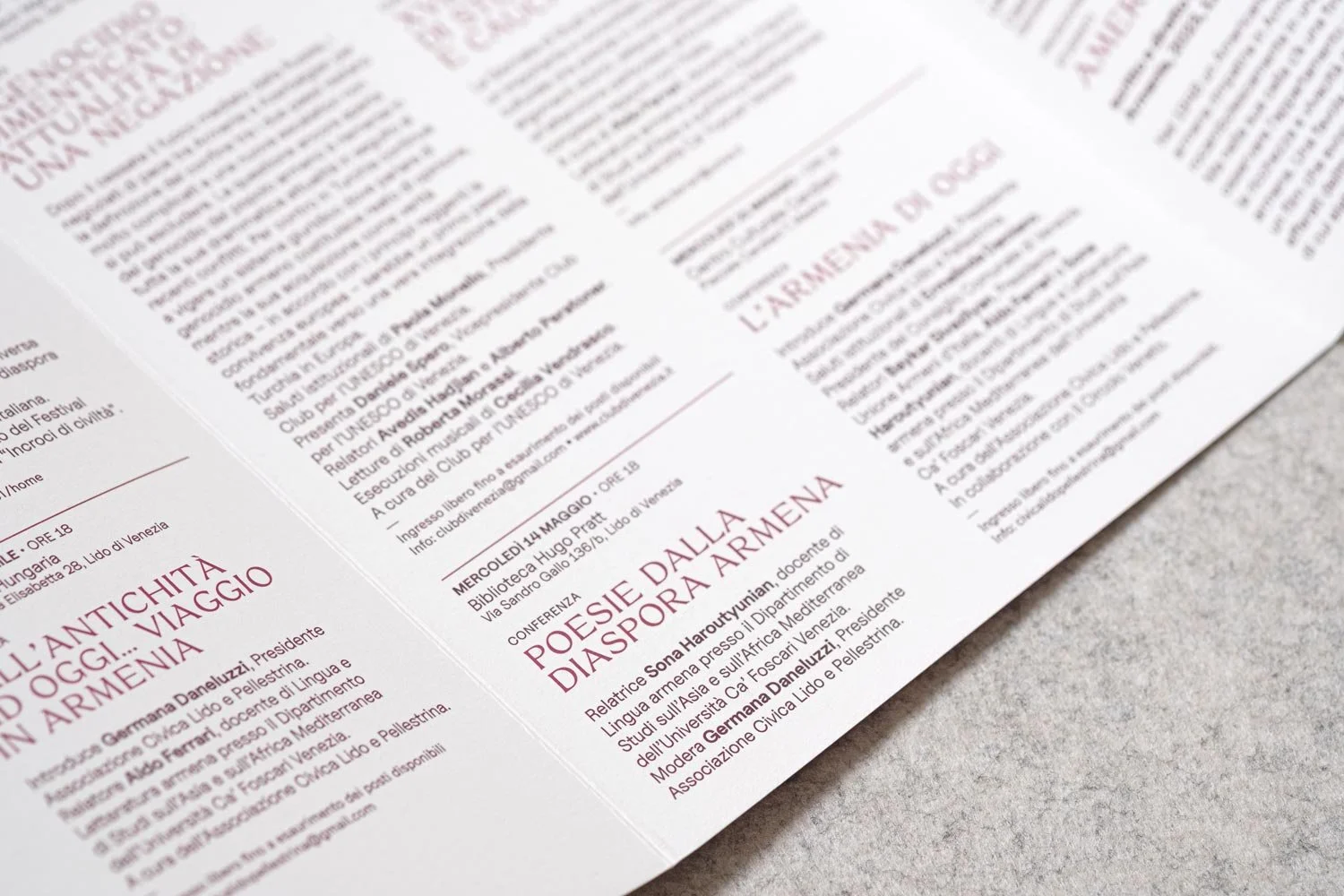  Programma pieghevole Giornata del Ricordo del Genocidio Armeno – progetto grafico 