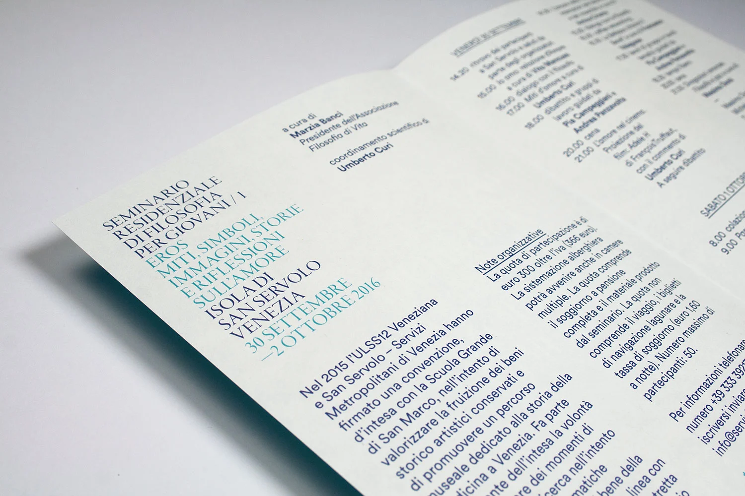 Pieghevole/Locandina per Seminario Residenziale di Filosofia per Giovani a San Servolo
